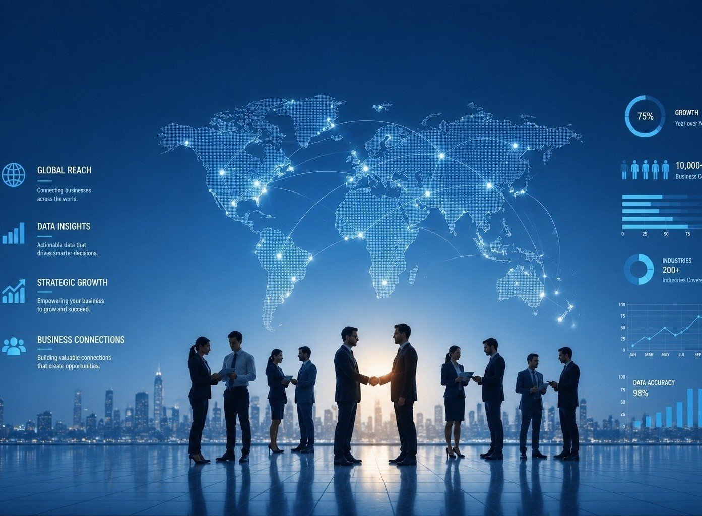 Business professionals analyzing data